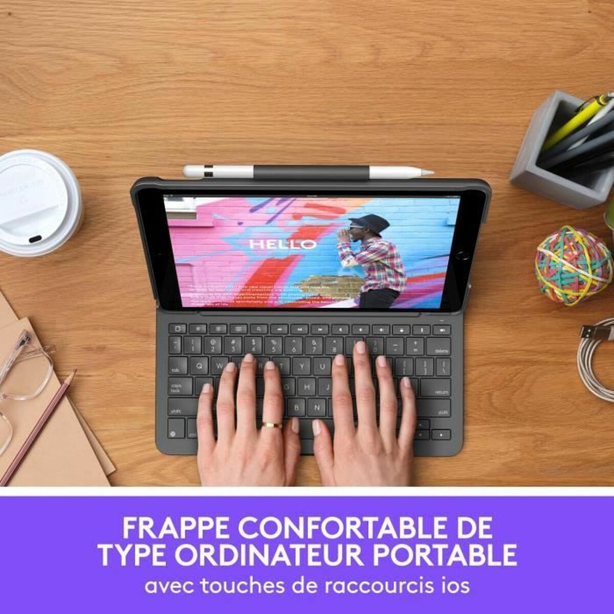 Púzdro na tablet Logitech Slim Folio Grafitová AZERTY